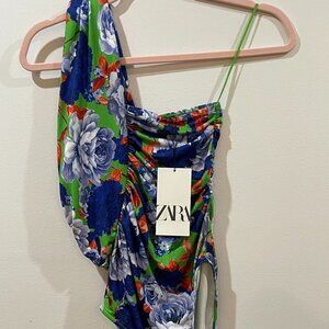 Zara NWT Body Suit Floral One Shoulder